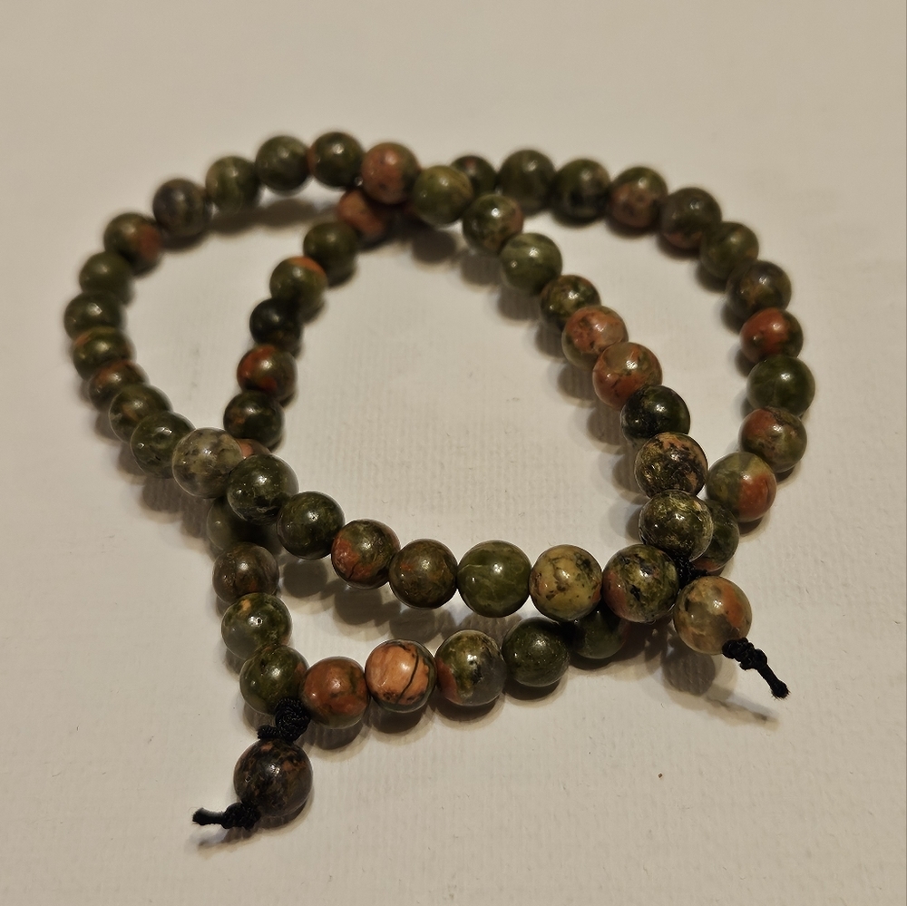 Green Unakite Stone Stretch Bracelet HANDMADE ◇♡ NWOT